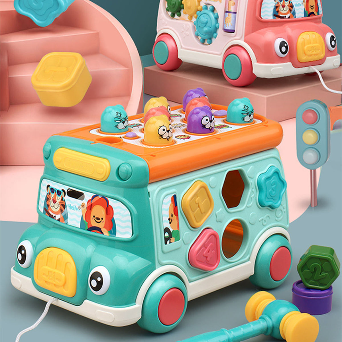 Toddler Music Bus Toys with Light Sound J35317