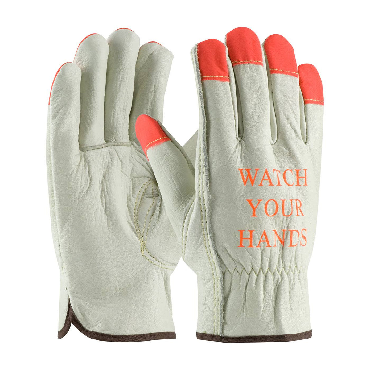 Top Grain Cowhide Leather Drivers Glove with Hi-Vis Fingertips F149