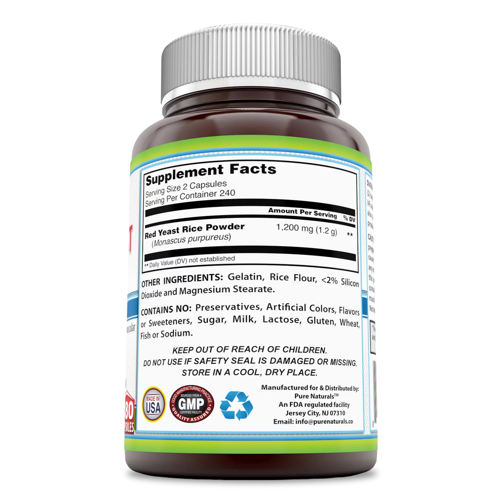 1200 mg Red Yeast Rice Powder Dietary Supplement, 480 Capsules N38888