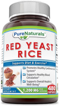 1200 mg Red Yeast Rice Powder Dietary Supplement, 480 Capsules N38888