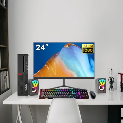 Desktop Computer with 24" FHD Monitor, RGB Speakers, Intel Core 3.7GHz, 16GB RAM, 256GB SSD, 500GB HDD, Keyboard & Mouse, Win10 Pro B413