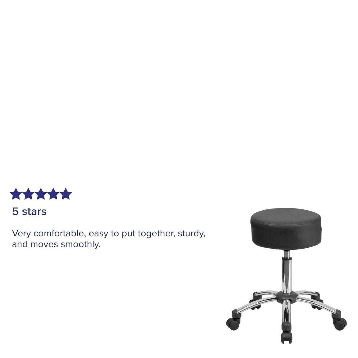 Black Ergonomic Stool with Chrome Base D26477