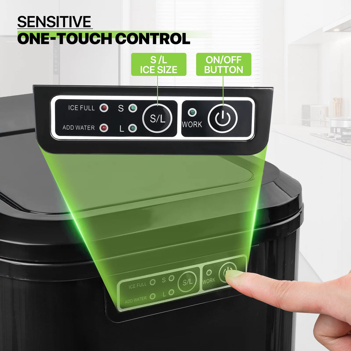 Black Countertop Ice Maker Machine with Ice Scoop and Basket S523