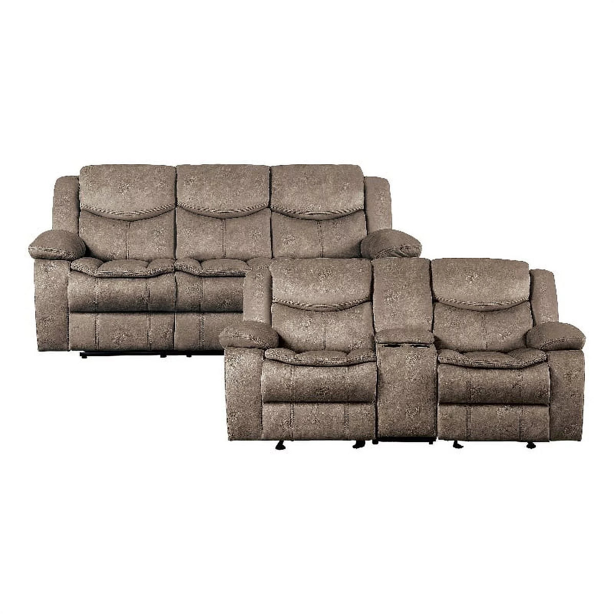 Brown Microfiber 2-Piece Reclining Sofa Set J7880