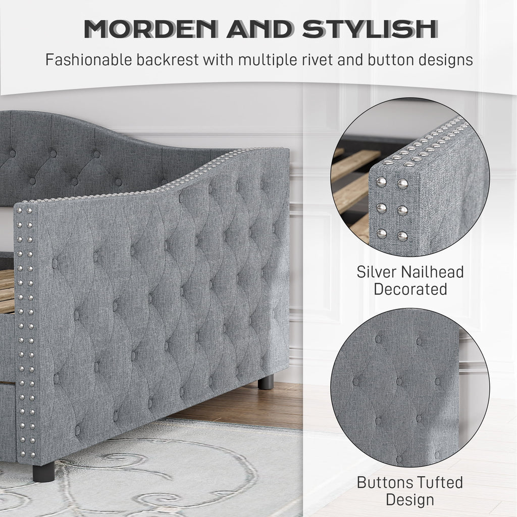 Full Size Tufted Upholstered Velvet Daybed with Trundle J96679