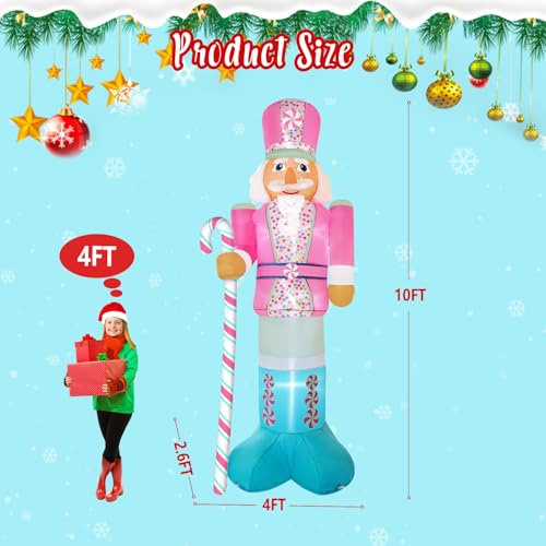 10FT Pink Inflatable Nutcracker with Built-in LED A591