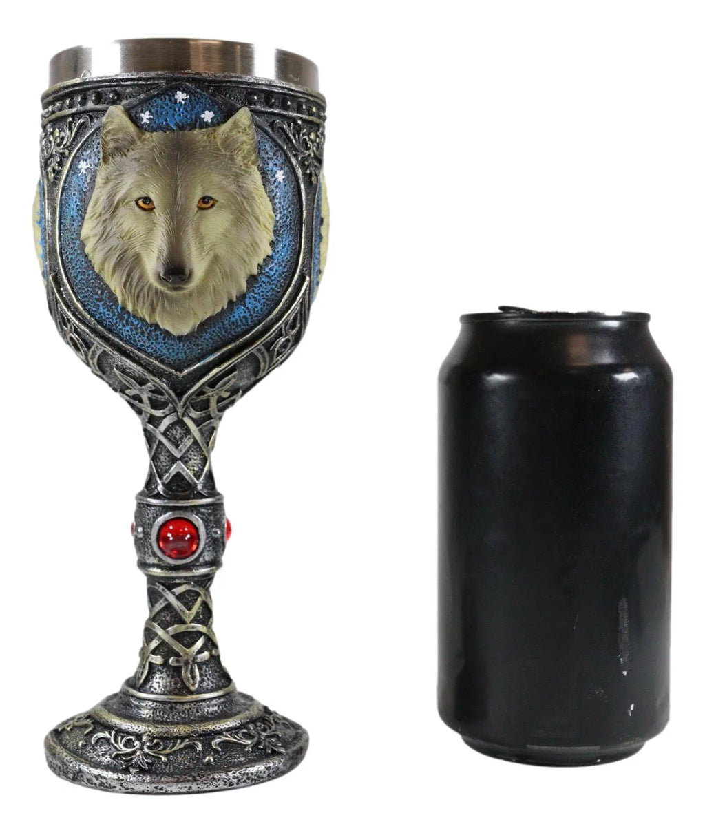 Gray Wolf Celtic Tribal Wine Chalice Goblet Cup J7705