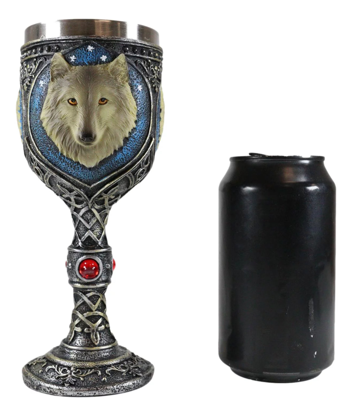 Gray Wolf Celtic Tribal Wine Chalice Goblet Cup J7705