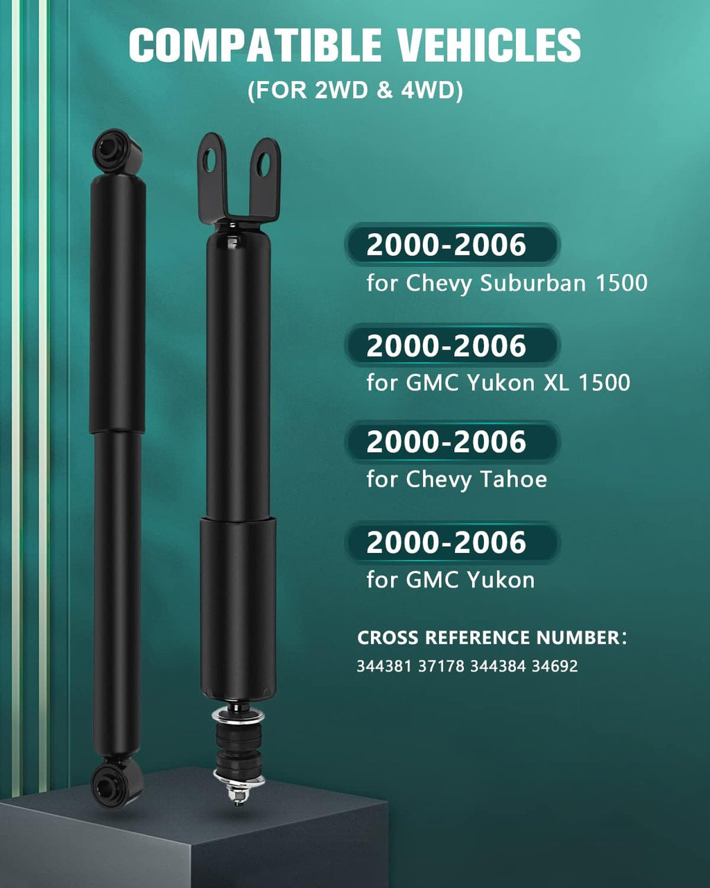 4x Front Rear Shocks Absorbers for Chevy Avalanche 1500, Silverado 1500, GMC Sierra 1500, Suburban 1500, Tahoe, Yukon A75736