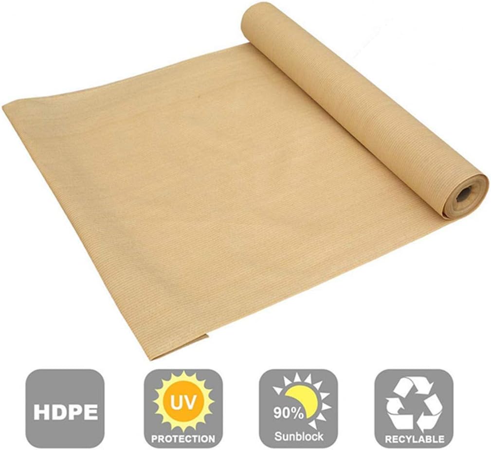 90% Sun Shade Fabric Mesh with Clips Beige 8x16ft B63613