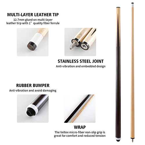 36inch 58inch Hardwood Billiard Cue Sticks Set of 2 O296