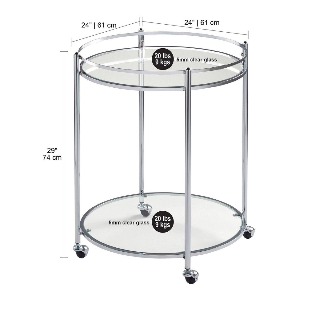 24x22 Round Cart Chrome Clear Glass S7791