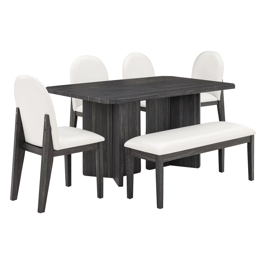 6 Piece Dining Table Chairs and Bench Set T9944