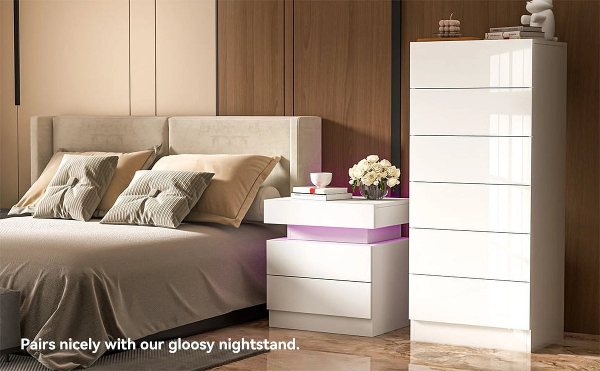 White 6 Drawer Wood Dresser L584