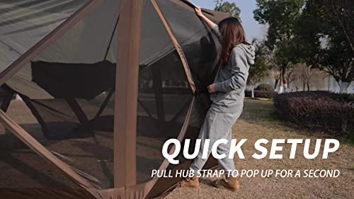 Grey 12'x12' 6 Sided Pop Up Gazebo Screen House J503