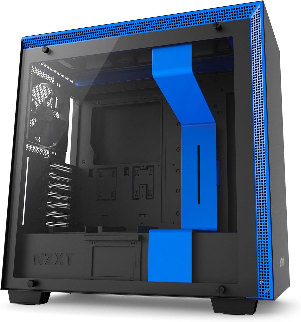 Yellow/Blue ATX Mid-Tower PC Gaming Case with Tempered Glass Panel V292165