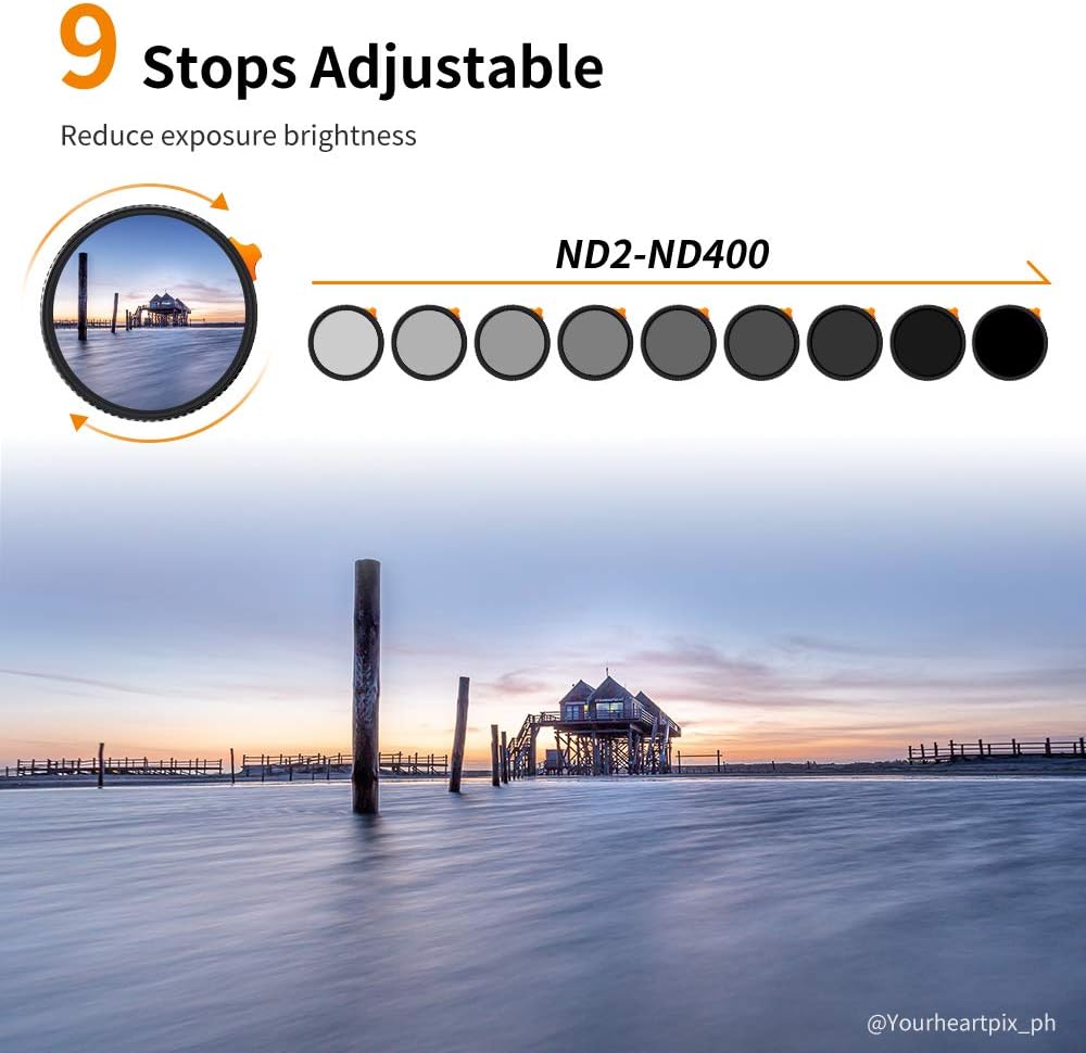52mm Variable ND Filter ND2-ND400 1-9 Stops Multi-Layer Coatings AGC Glass P71656