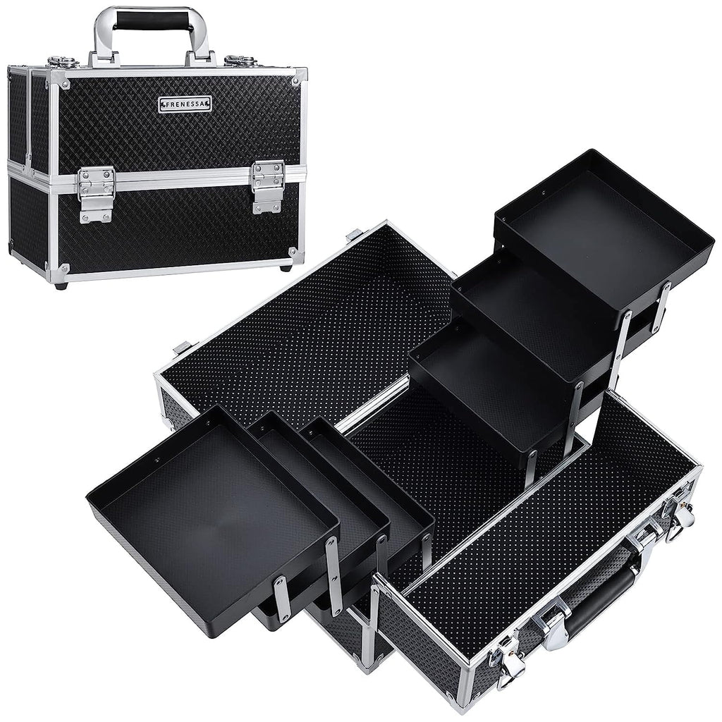 Black Extra Large Makeup Train Case L9597