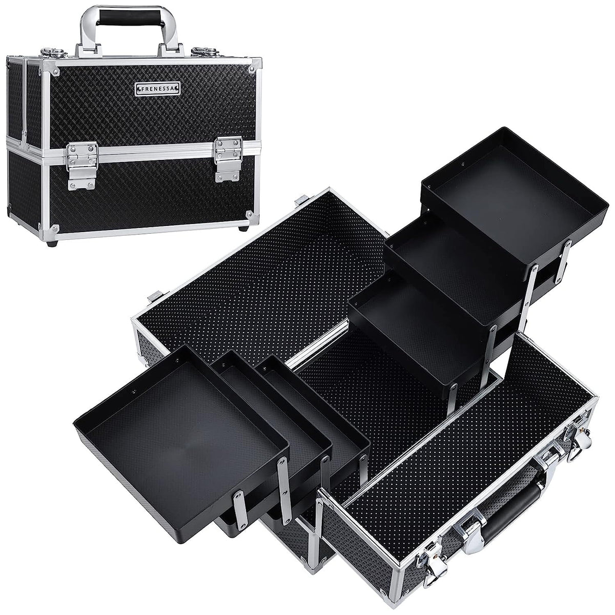 Black Extra Large Makeup Train Case L9597