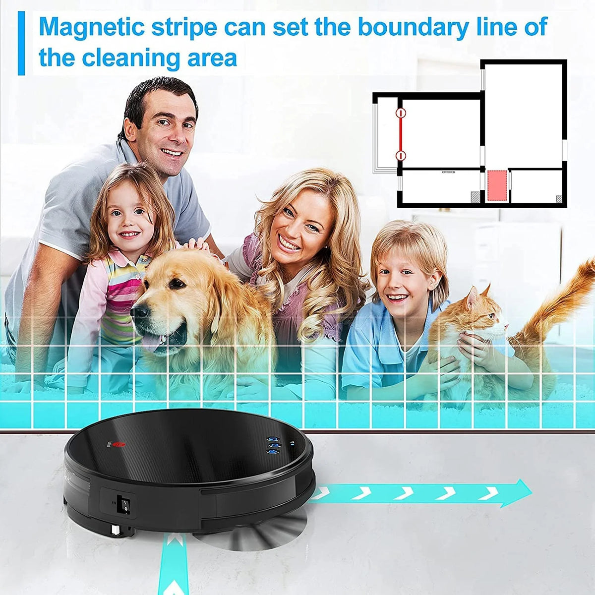 Robot Vacuum Cleaner and Mop, 160ml Water Tank, 3-in-1 V3703