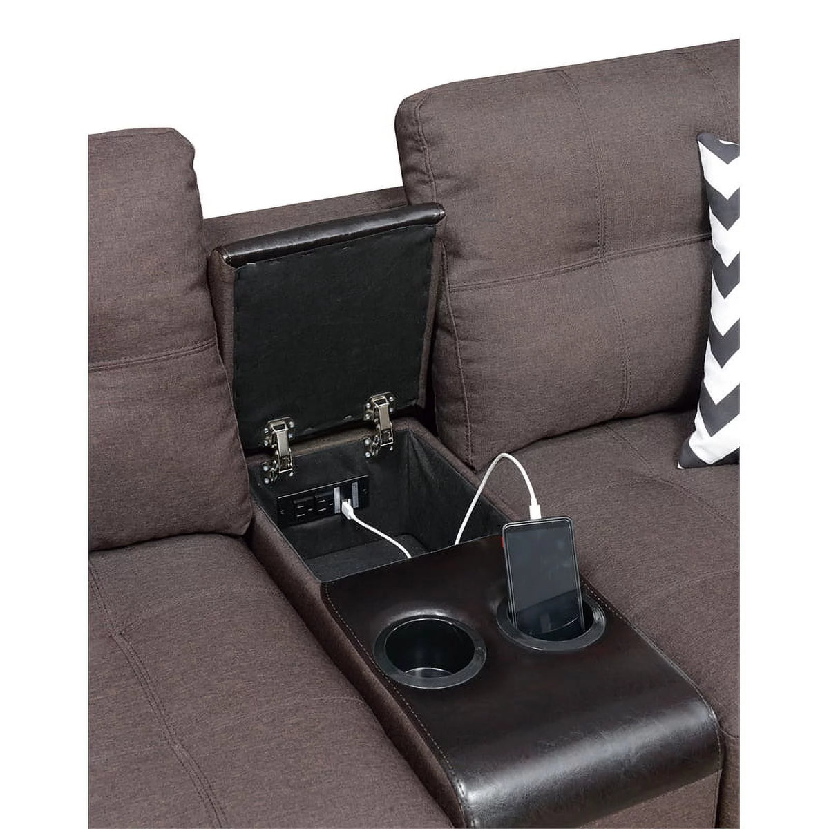 2 Piece Fabric Sofa Set with USB Console M493