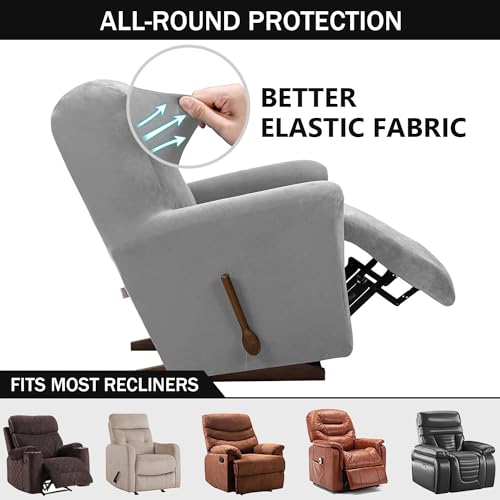 4-Pieces Velvet Recliner Chair Cover with Pocket Y7585