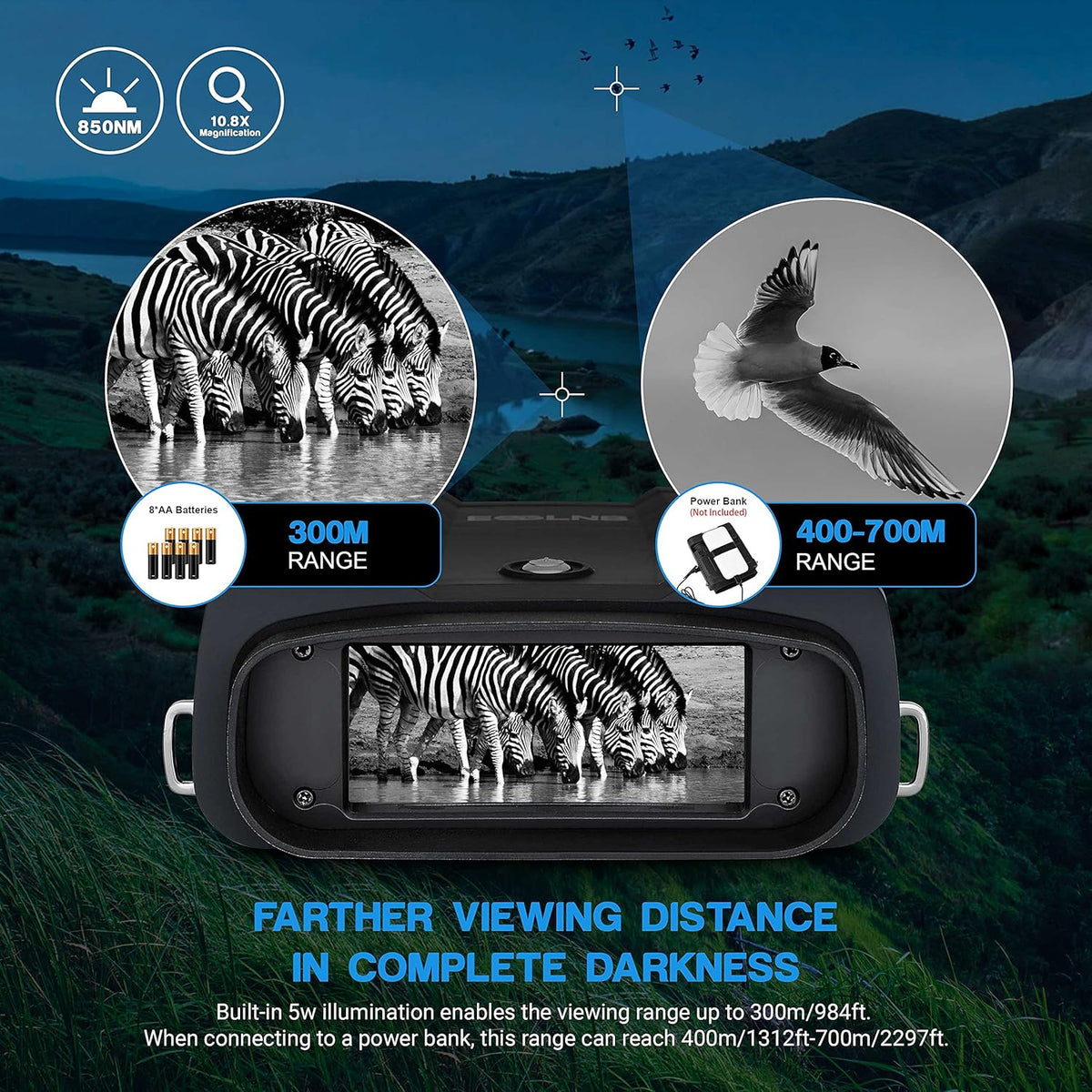 1080P Infrared Night Vision Binoculars with 64GB Card C90479