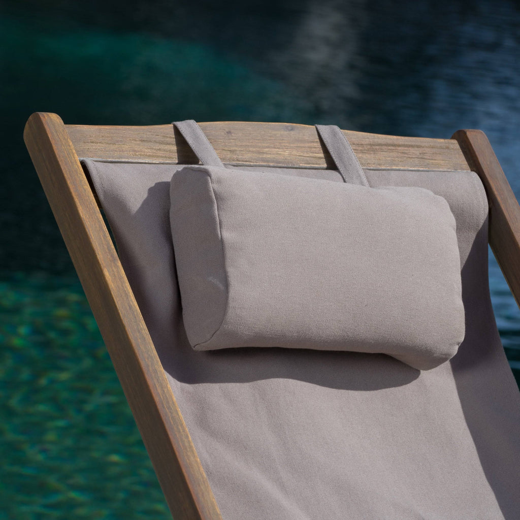 Brown Wood and Canvas Sling Chair Set of 2 U562660