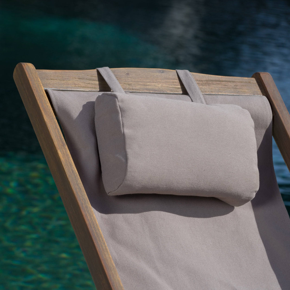 Brown Wood and Canvas Sling Chair Set of 2 U562660