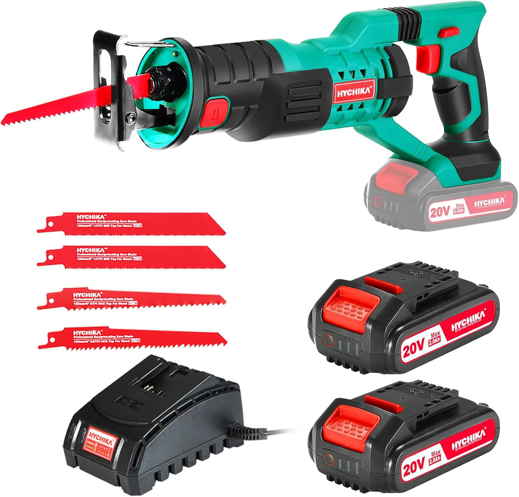 Cordless Reciprocating Saw 20V 2Ah 2 Batteries 4 Saw Blades R4500