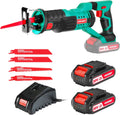 Cordless Reciprocating Saw 20V 2Ah 2 Batteries 4 Saw Blades R4500