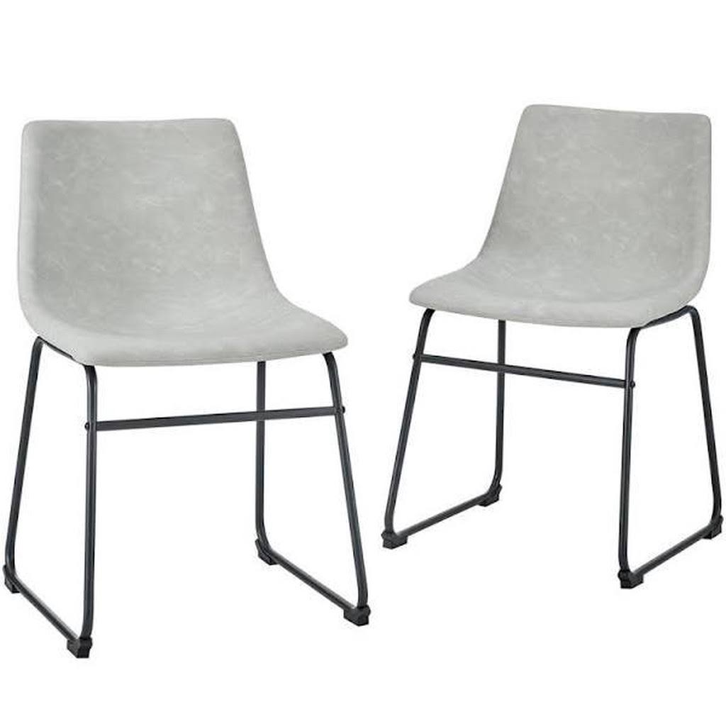Grey Faux Leather Dining Chair Set of 2 M3353