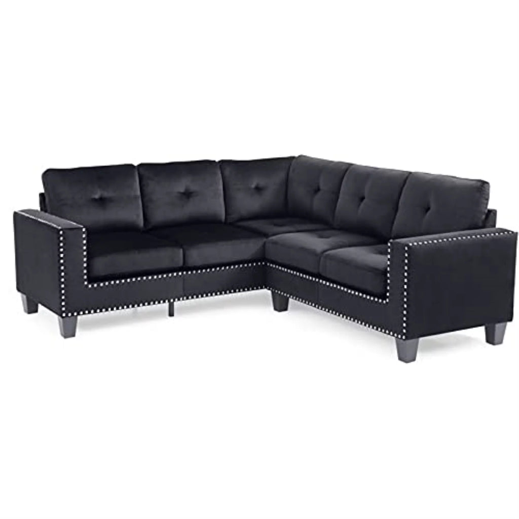 Black Velvet Sectional S94350