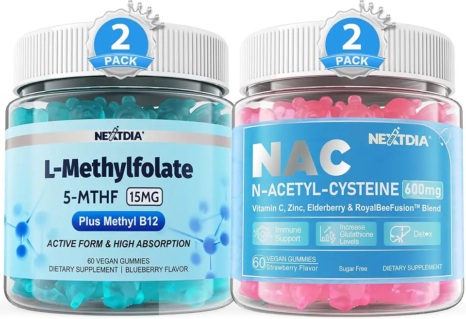 L-MethylFolate 15mg & Methyl B12 Gummies + NAC Gummies X537
