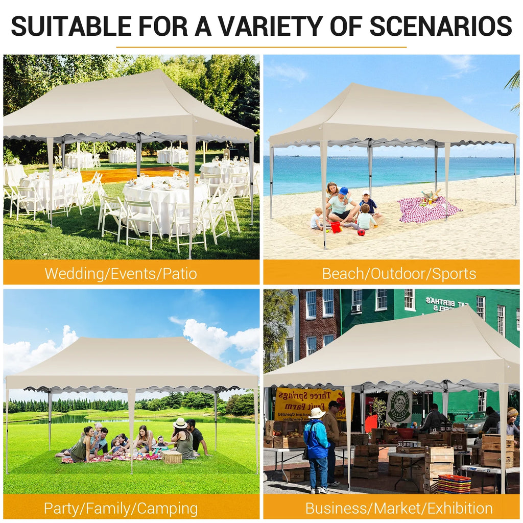 10' x 20' Pop Up Canopy Party Tent with Carry Bag, Khaki L906