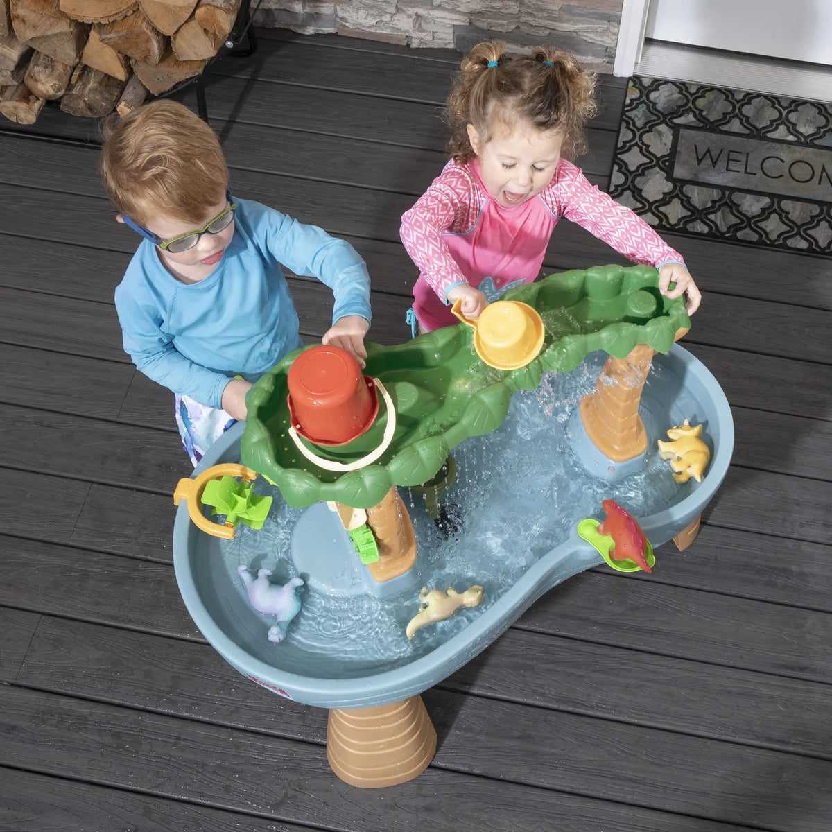 Gray Plastic Water Table with 13-piece Playset L406138