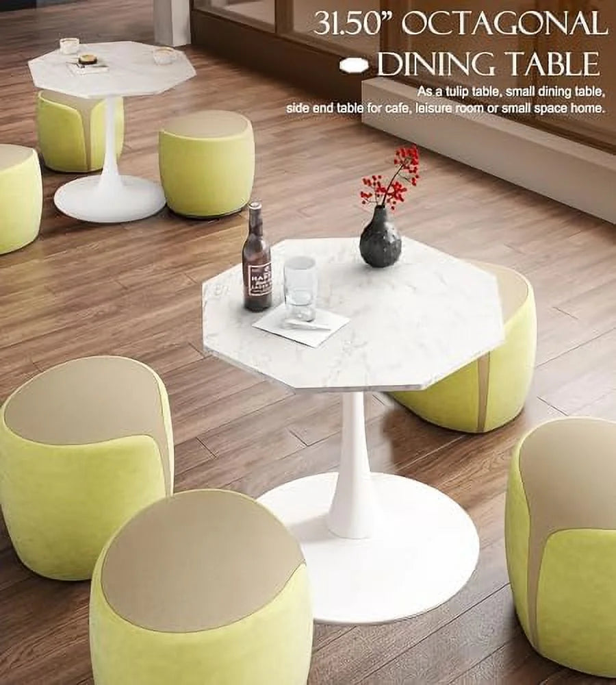 31.50" Modern Octagonal Dining Table with MDF Table Top Metal Base N16774