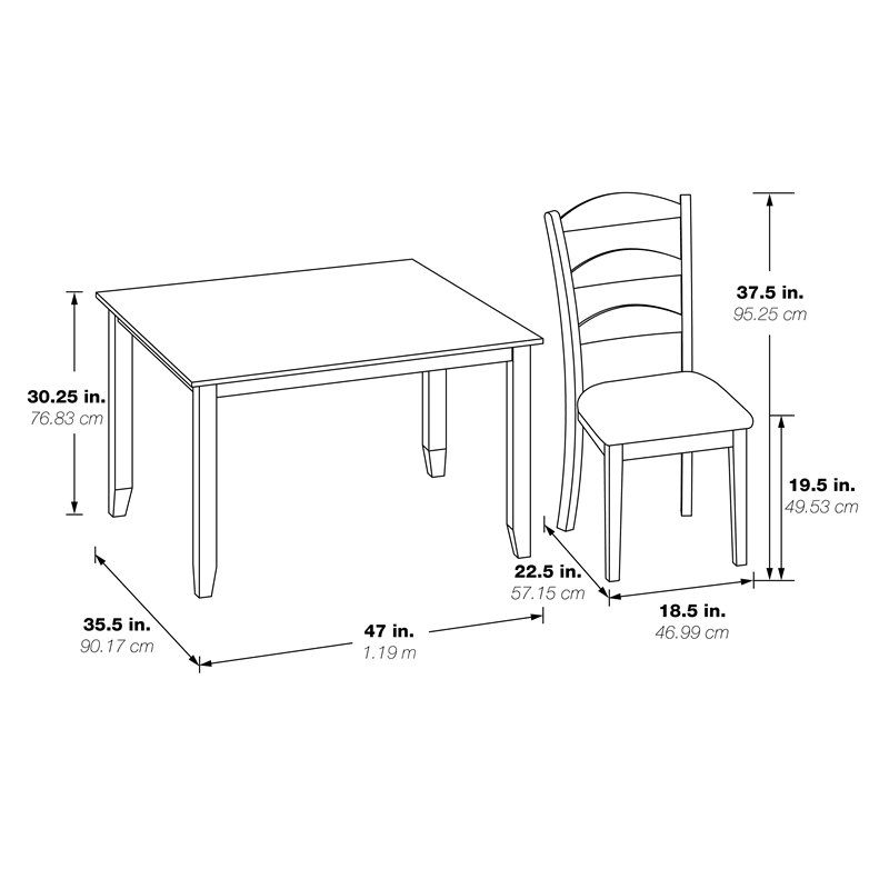 5-Pc. Wood Dining Table Set with Tobacco Top and Cream Base N838791