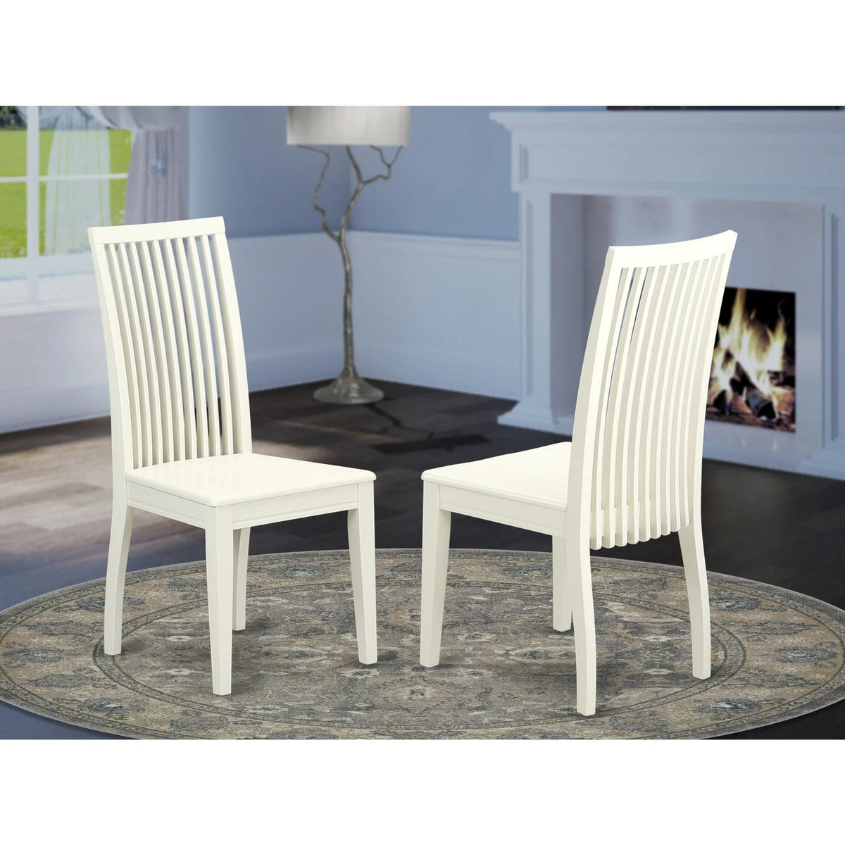 Linen White Wood Dining Chairs (Set of 2) D24620