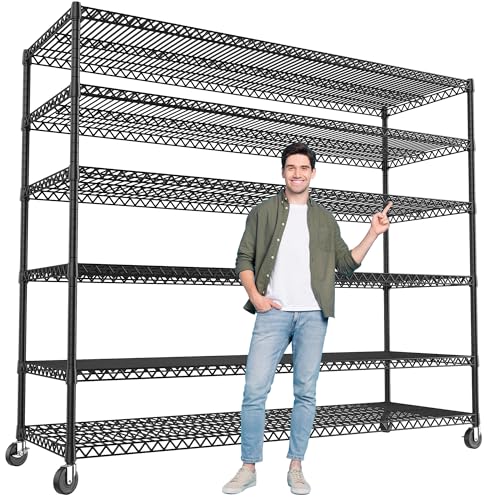 4 Tier Steel Wire Shelving Unit on Wheels J16610