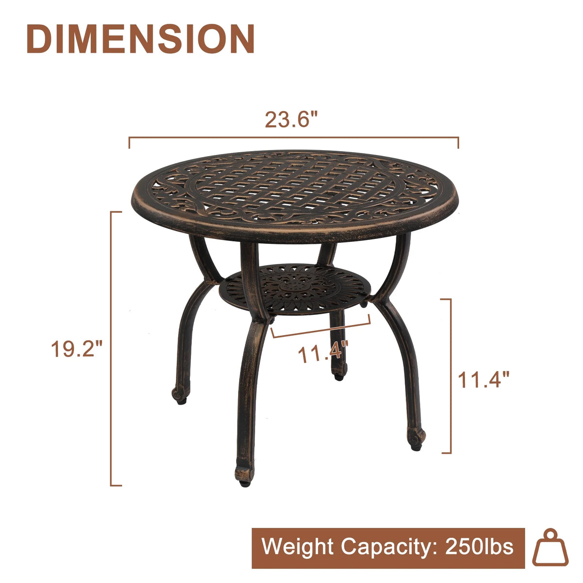21 in Aluminum Square Side Table I489460