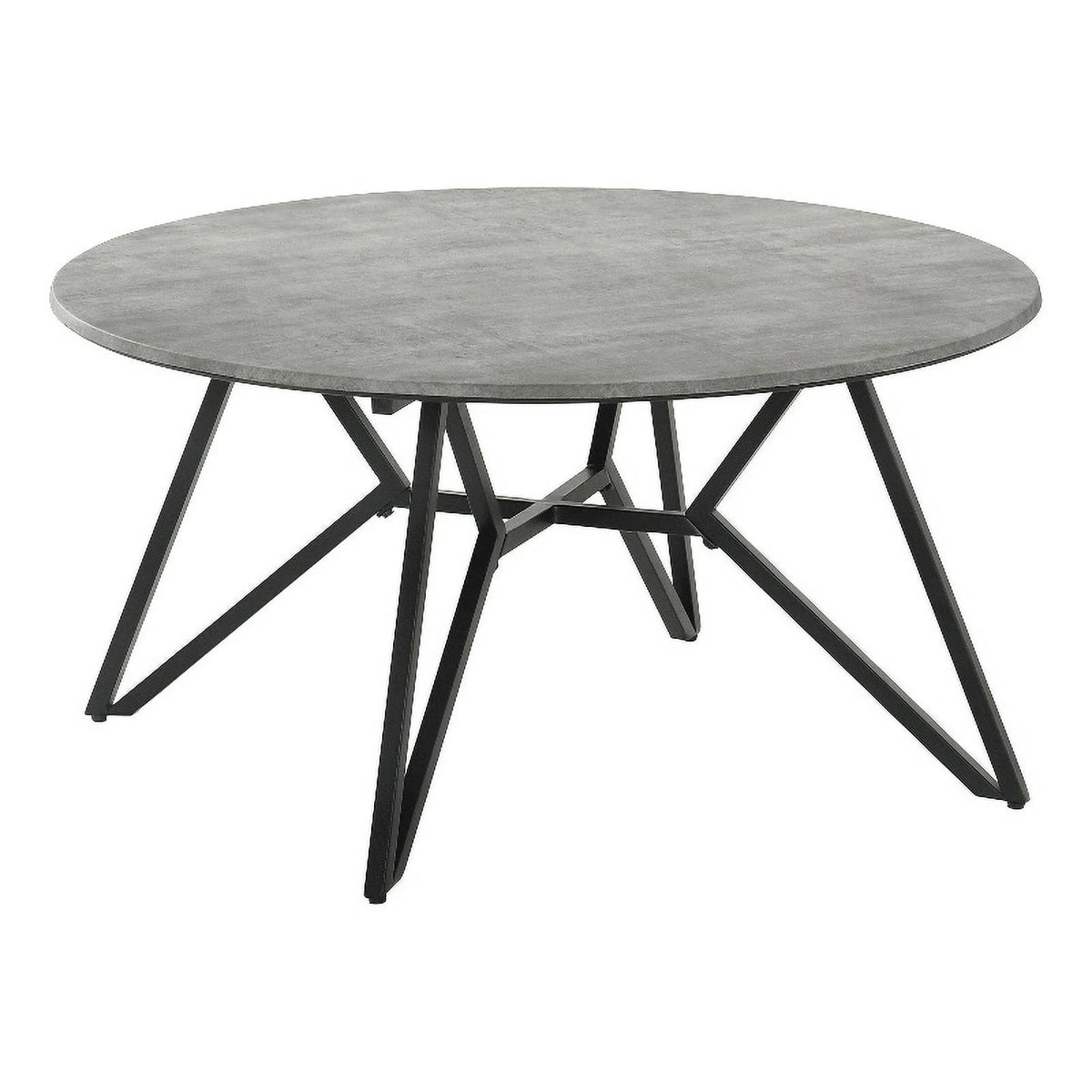 Modern Wood Round Coffee Table with Hairpin Legs in Gray O97801