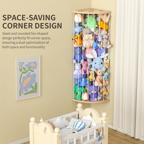 Wood Corner Stuffed Animal Storage Organizer with Star Pattern O59290