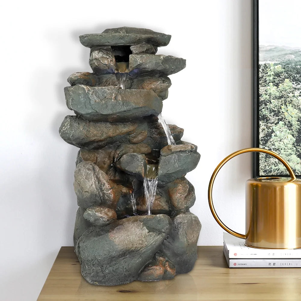 5-Tier Tabletop Water Fountain with LED Lights U4274