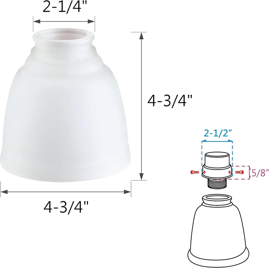 4 Pack Frosted Ceiling Fan Replacement Glass Shade, 4-3/4" Diameter x 4-3/4" Height C5276