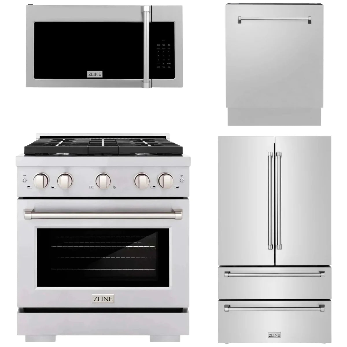 30 in. Gas Range, Over The Range Microwave, 3 Rack Dishwasher, Refrigerator F66021