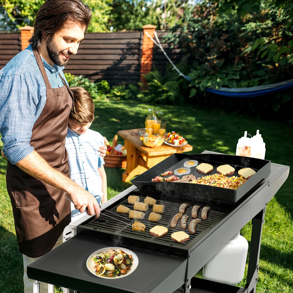 4-Burner Portable Flat Top Gas Grill and Griddle with Folding Legs J7966