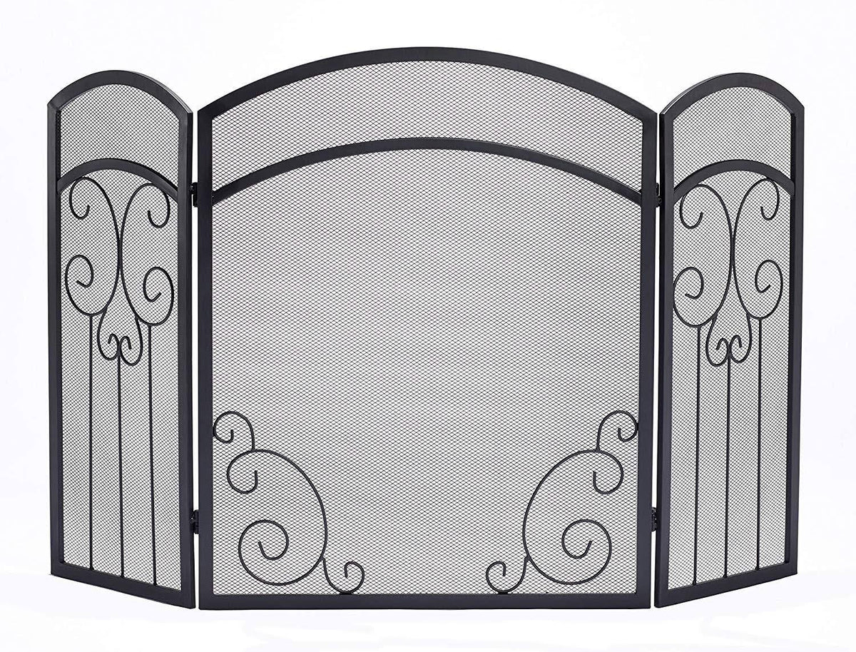 Black Steel Fireplace Screen P84900