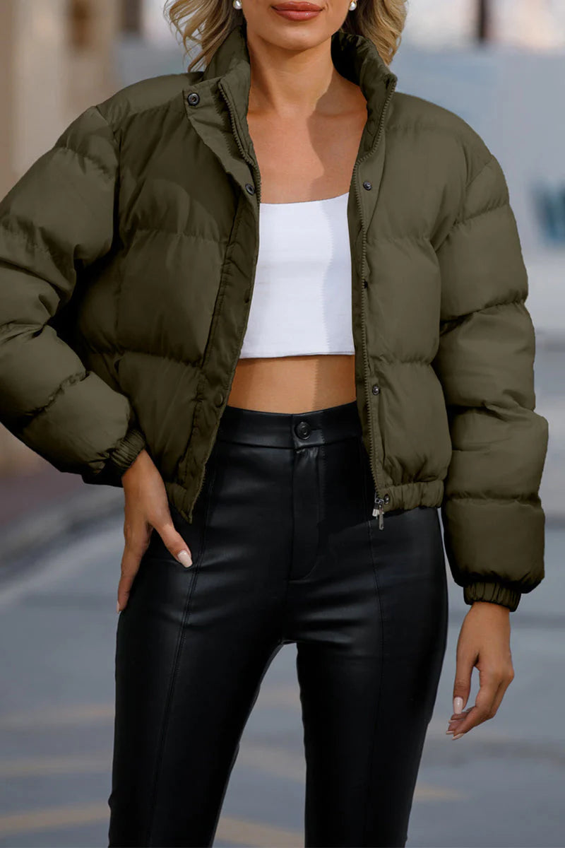 Solid Pocket Turtleneck Outerwear T984293