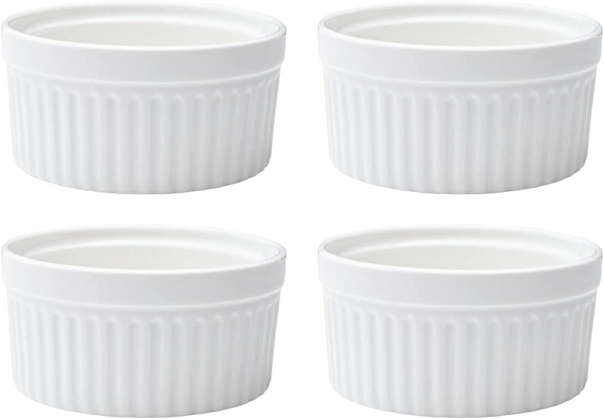 White Set Of 4 Porcelain Ramekins B942